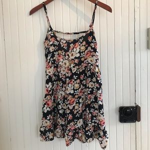 Floral pink and black dress